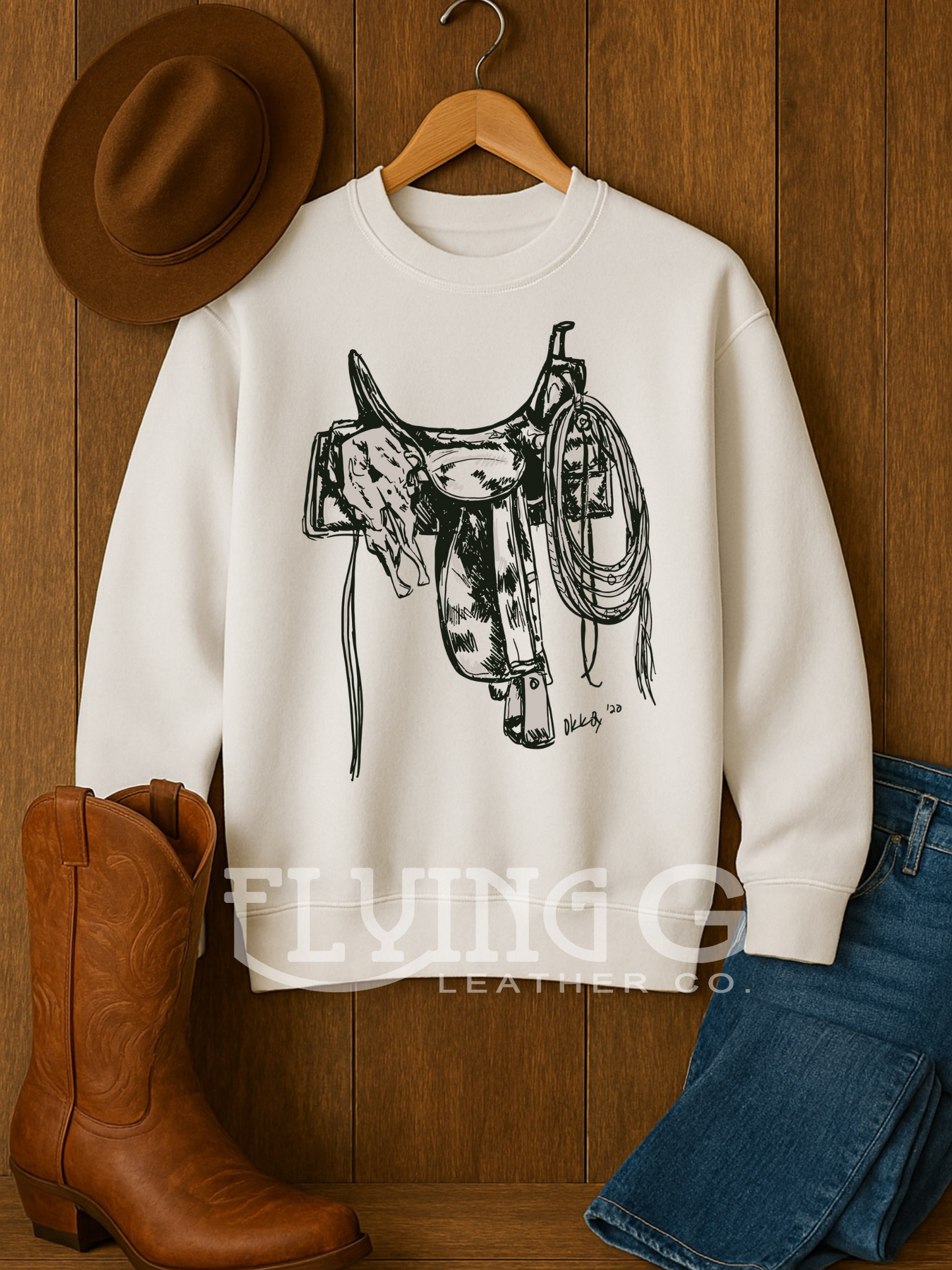 Ranch Rig Tee or Crewneck (White)