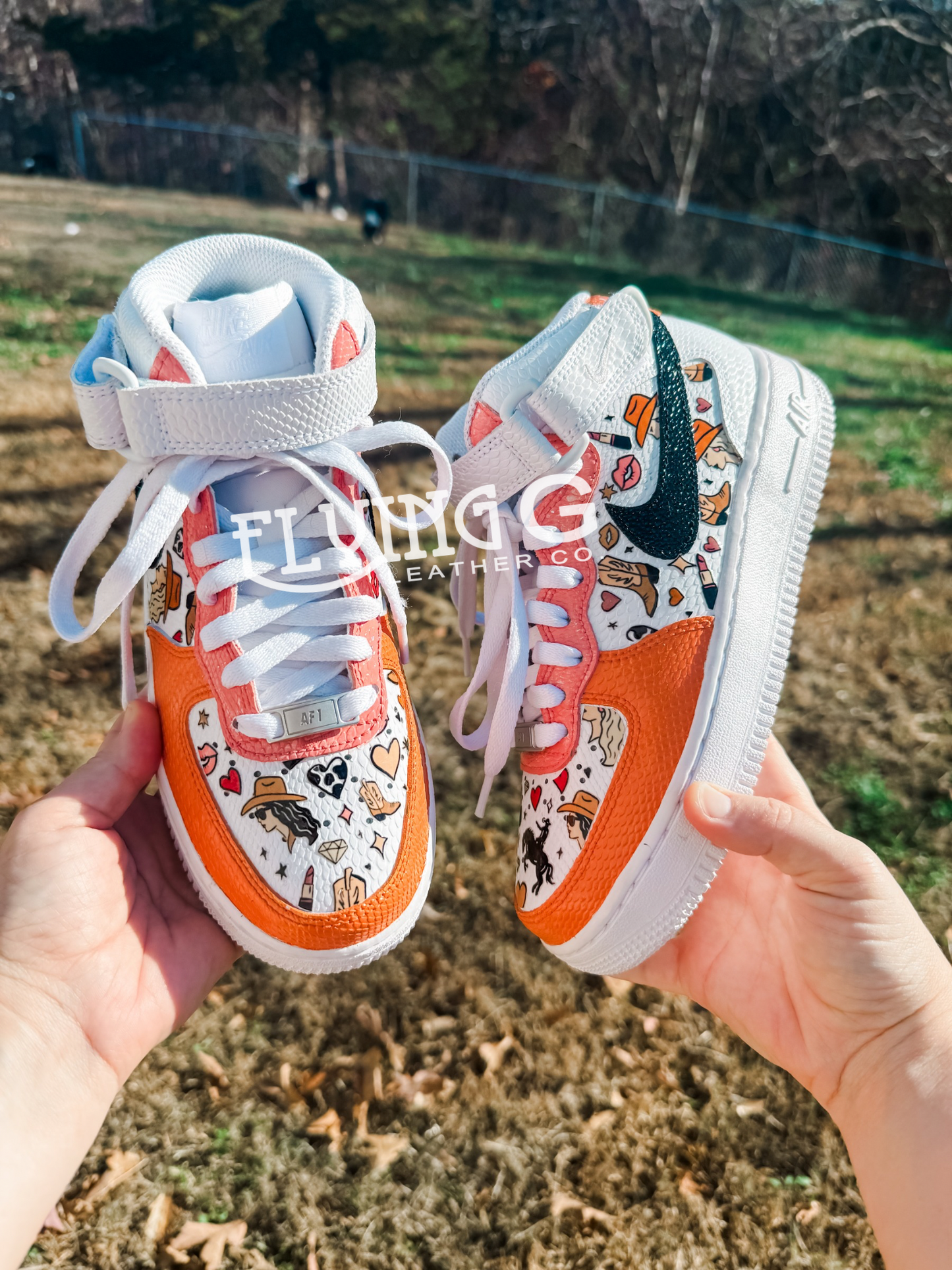 Orange + Pink AF1s MID - size W 6