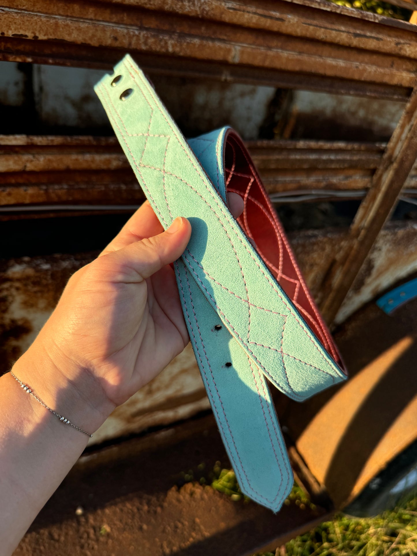 Turquoise Suede Belt - Made To Order