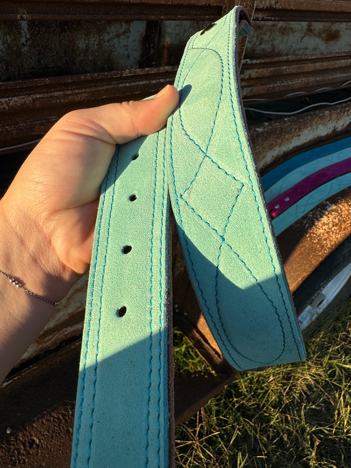 Turquoise Suede Belt - Made To Order