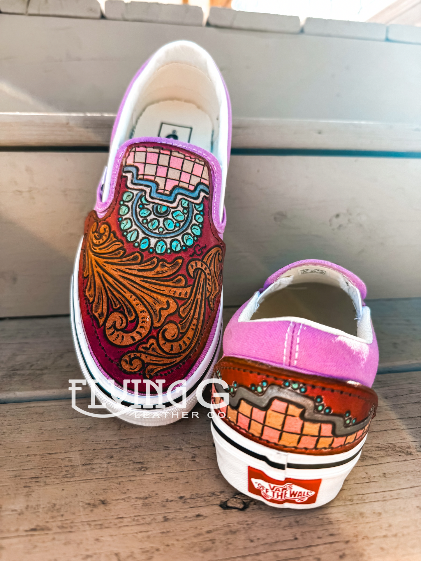 Pink Check & Squash Slip Ons (with back piece) - Women’s 8