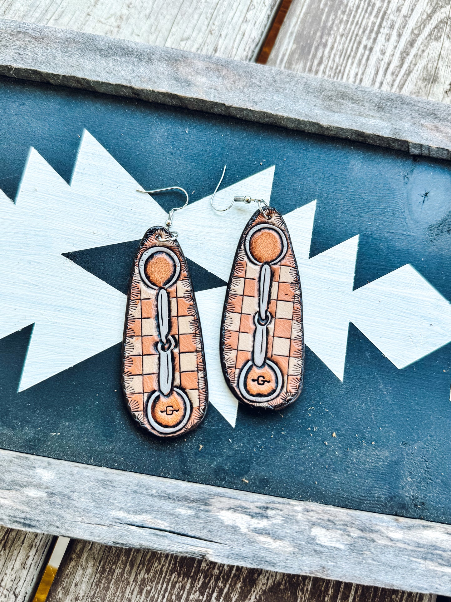 Checkered Snaffle Bit Earrings
