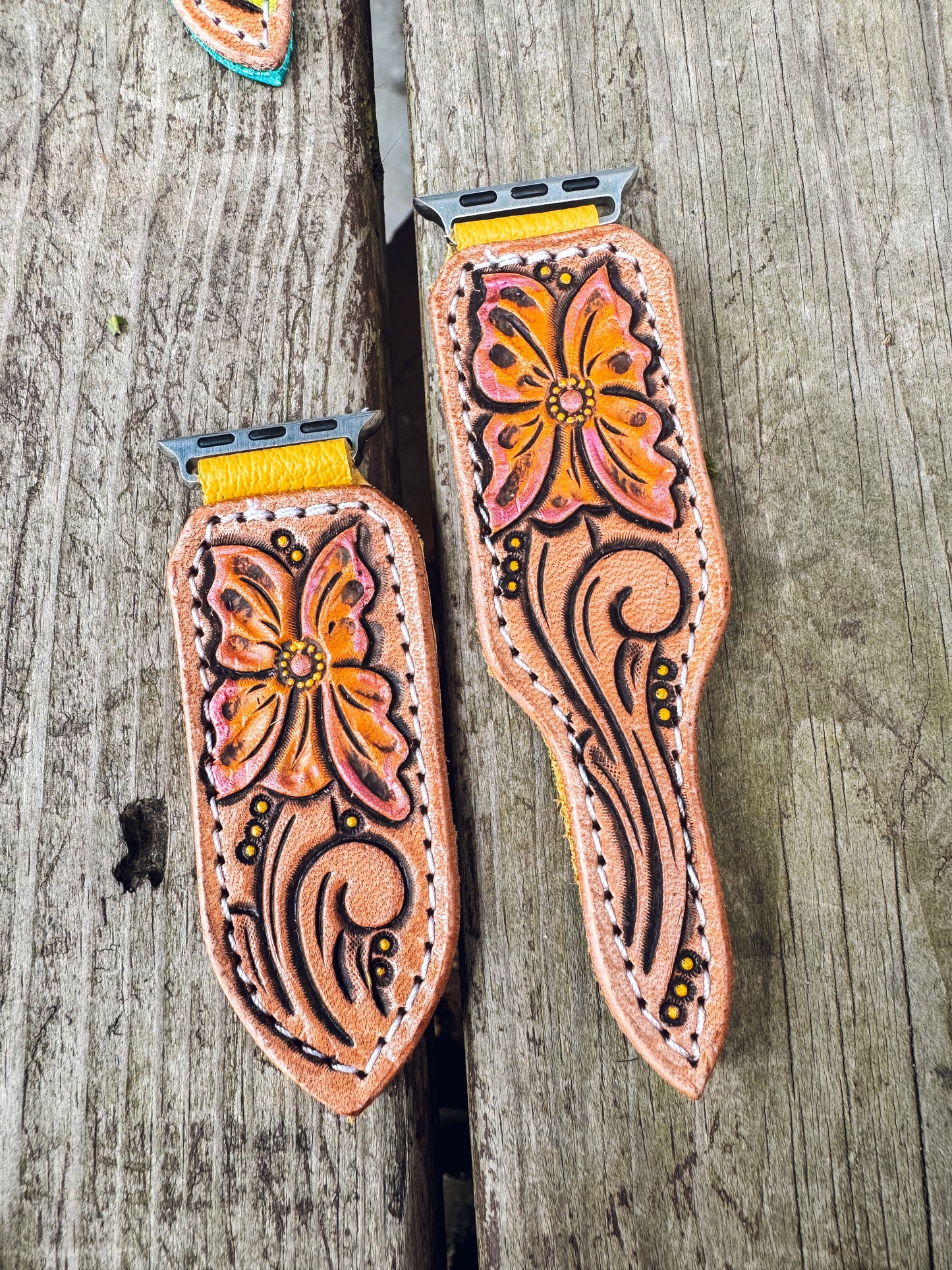 Orange Floral Watchband - 38/40/41mm