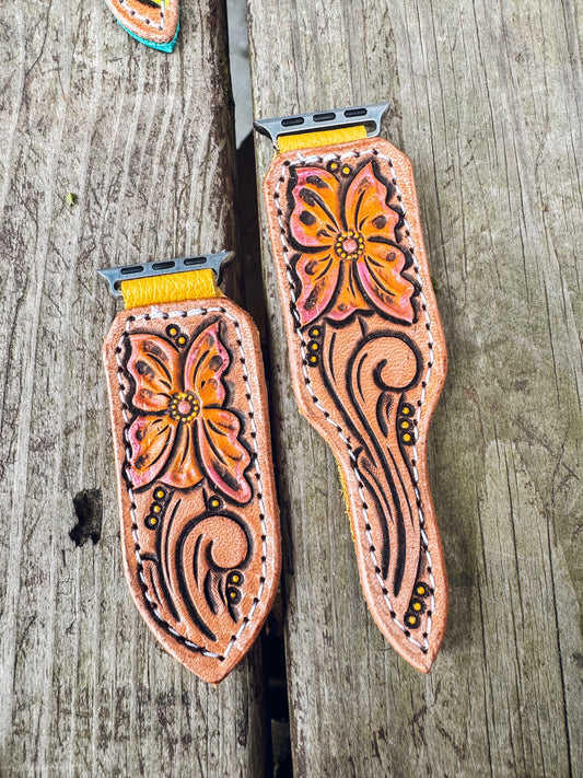 Orange Floral Watchband - 38/40/41mm