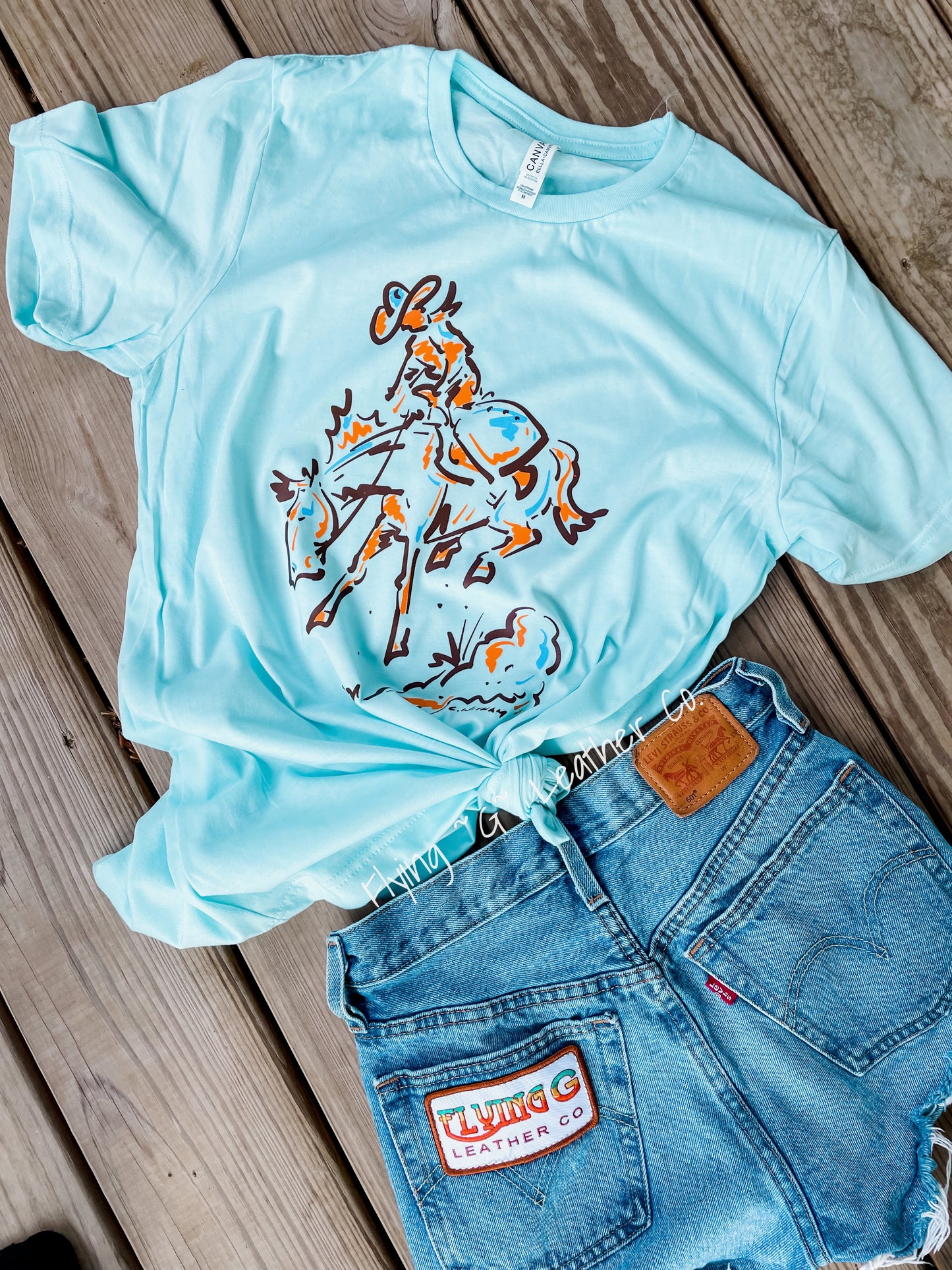 Electric Bronc Tee Blue (MADE TO ORDER)
