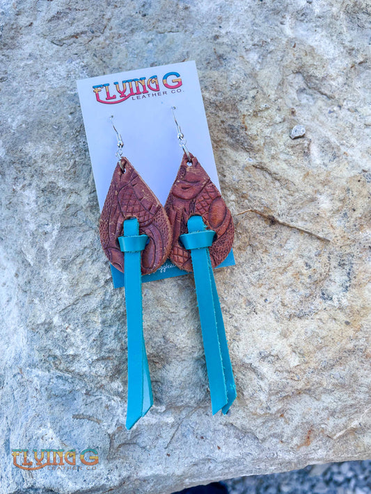 Vintage 2 Belt Earrings - Droplet Turquoise