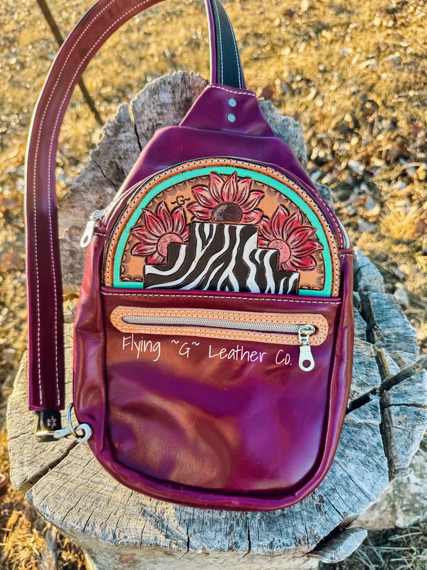 Purple Zebra Sling Bag