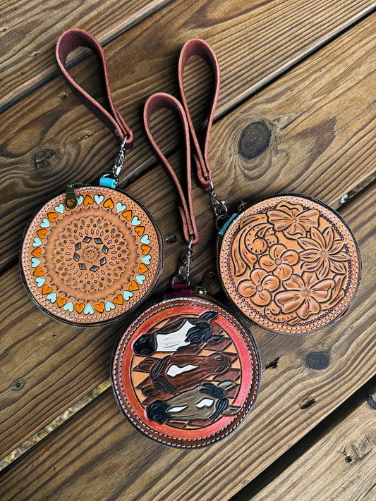 Mini Round Wallet w/ Strap