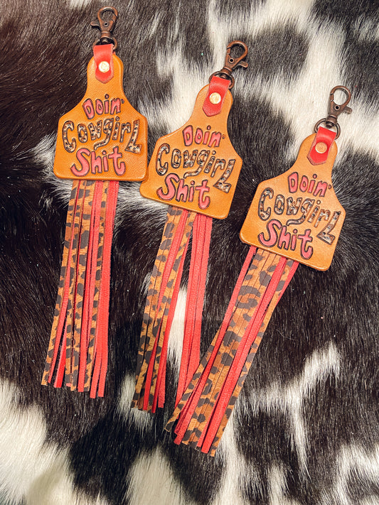 *NEW COLOR* Cowgirl Sh*t Keychains - Cheetah & Pink