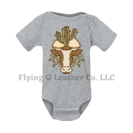 Cactus Cow Onesie/Tee - Gray