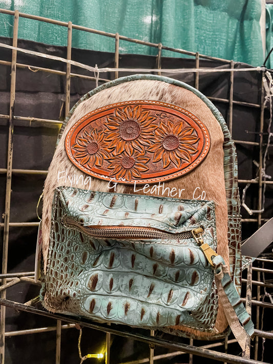 Tooled Oval Sunflower Backpack