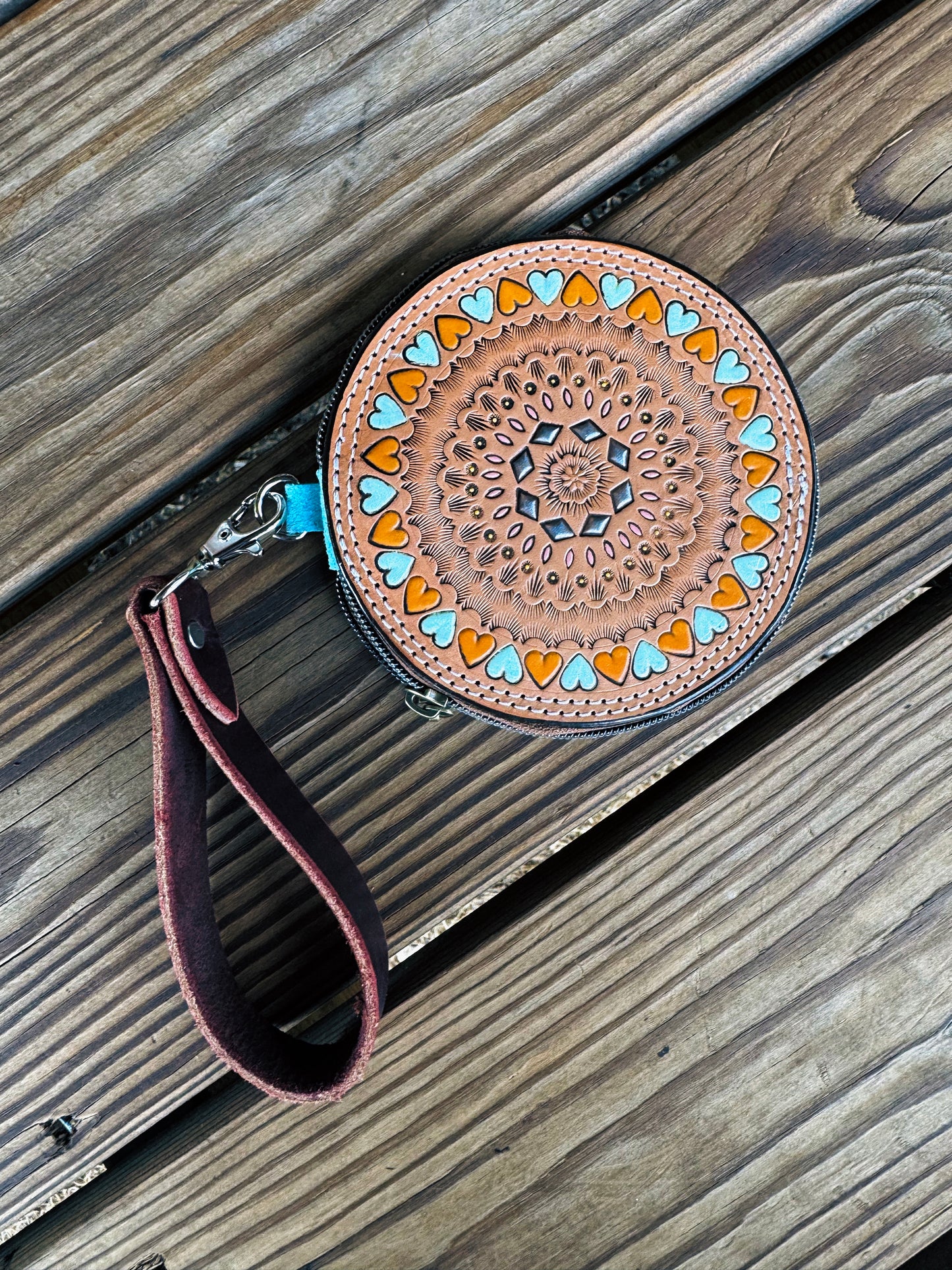 Mini Round Wallet w/ Strap