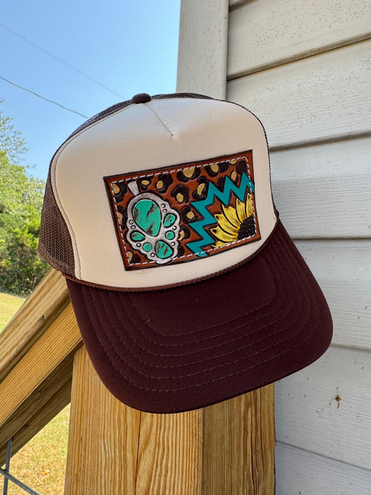 Sunflower & Turquoise Trucker