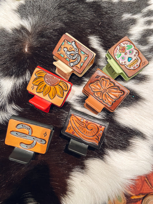 Small Tooled Hair Clips