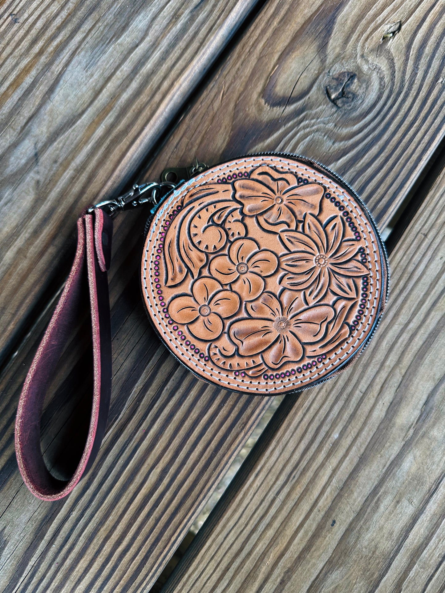 Mini Round Wallet w/ Strap