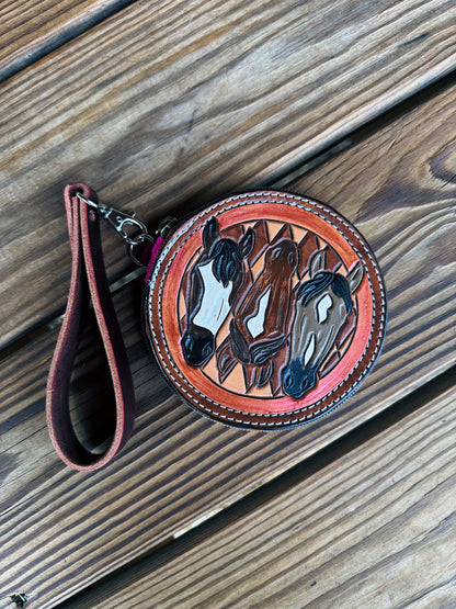 Mini Round Wallet w/ Strap