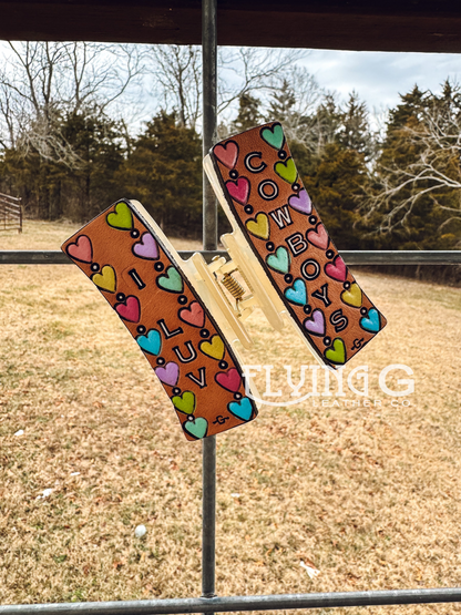 Candy Heart Cowboy Hair Clips