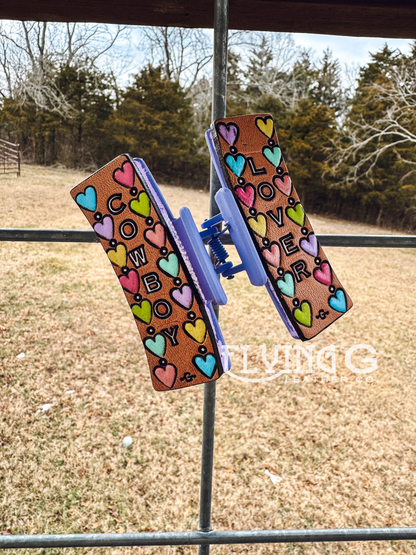 Candy Heart Cowboy Hair Clips