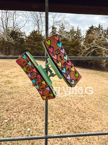 Candy Heart Cowboy Hair Clips