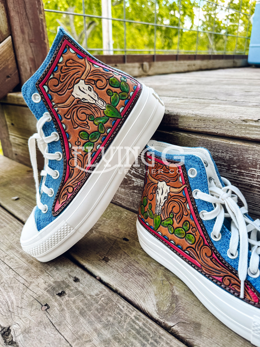 Denim Skull Shoes - Size 8.5