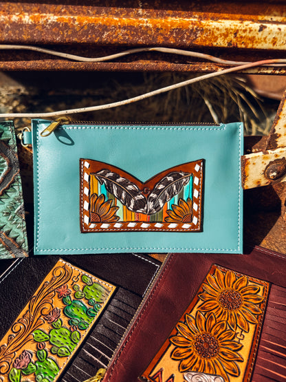 Feather & Serape Large Zipper Wallet