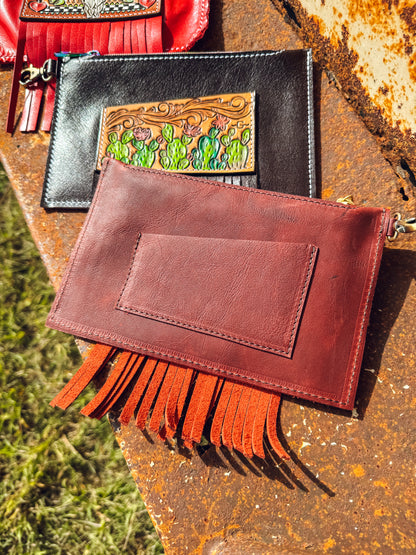 Sunflower Fringe Large Zipper Wallet