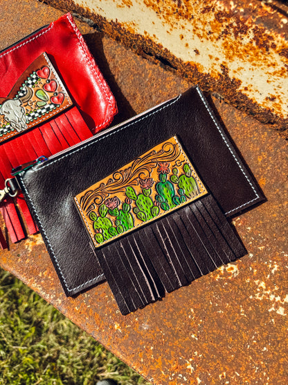 Cactus Fringe Large Zipper Wallet