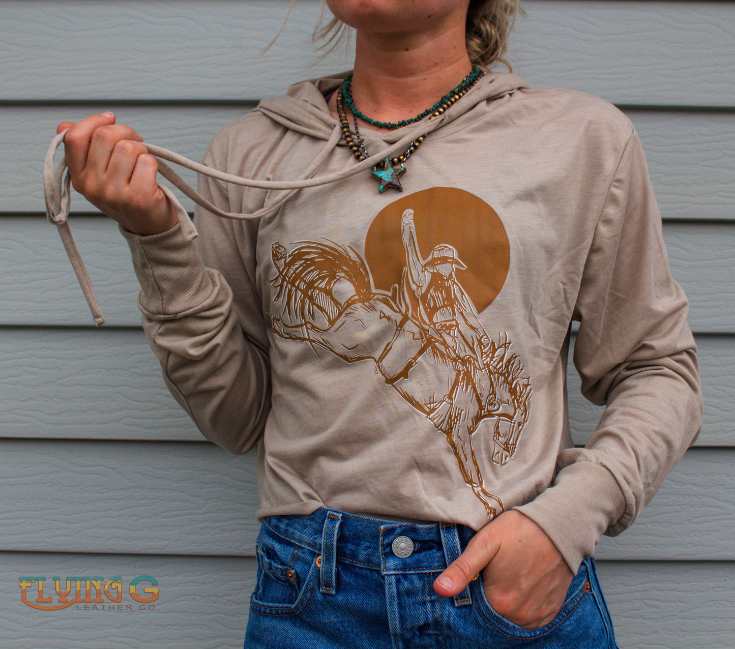 Sunny Bronc Cropped Hooded Tee (MADE TO ORDER)