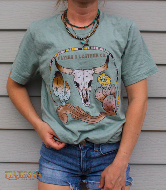 Colorful Skull Tee - Sage (MADE TO ORDER)