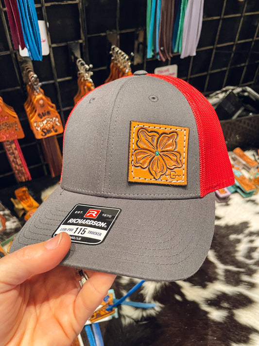 Floral Patch Hat - Red