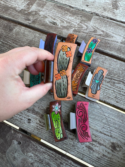 Medium Sized Tooled Hair Clips - 3.5 inch