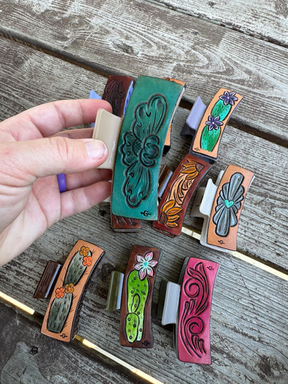 Medium Sized Tooled Hair Clips - 3.5 inch