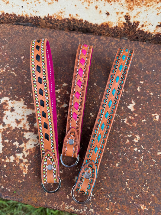 Tooled & Buck-Stitched Wristlet Keychain