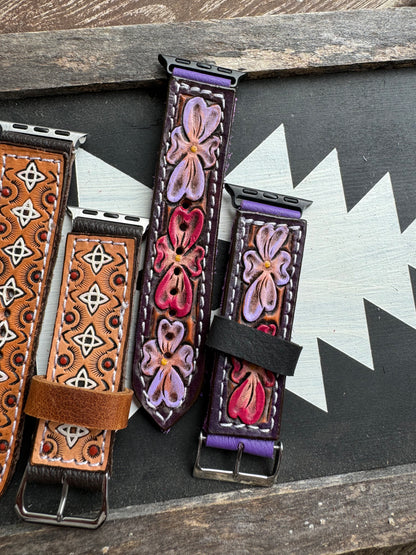 Straight Tooled Leather Watchbands