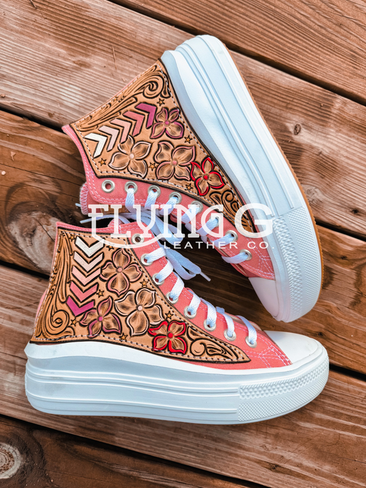 Pink Chevron Shoes (Size 7.5 women's)
