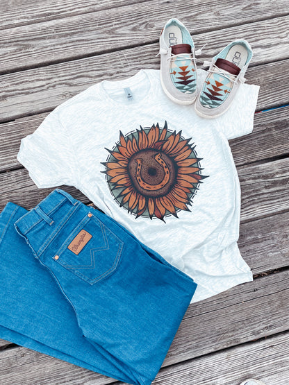 Sunflower & Horseshoe Tee ( MADE TO ORDER)