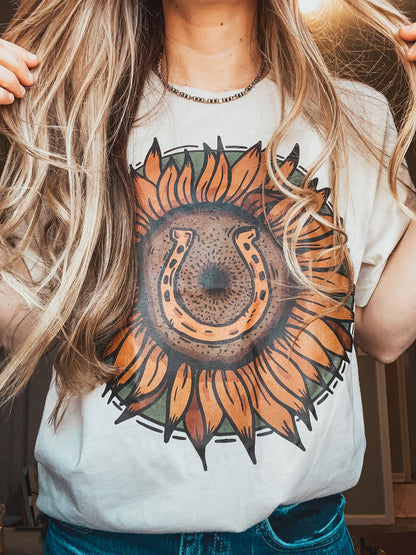 Sunflower & Horseshoe Tee ( MADE TO ORDER)