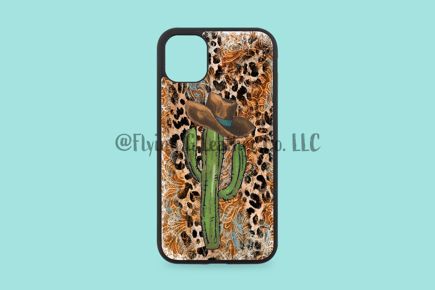 Leather & Leopard Cactus Phone Case
