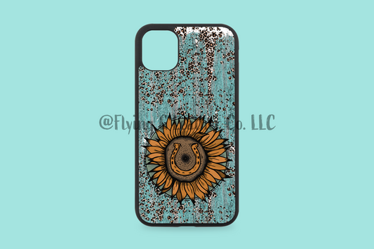 Sunflower Turquoise Cowhide Phone Case