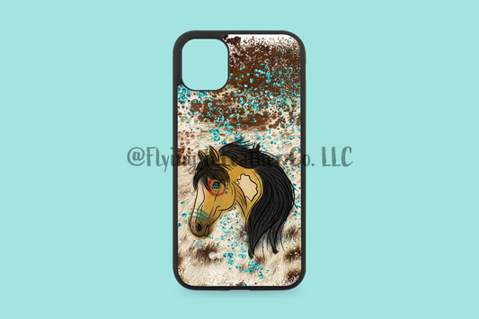 War Pony Turquoise Cowhide Phone Case
